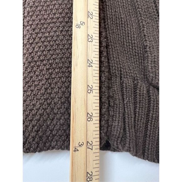 Old Navy Knit Cable Cardigan Brown 60% Cotton Buttoned 2 Packets Size S/ P - Picture 8 of 9
